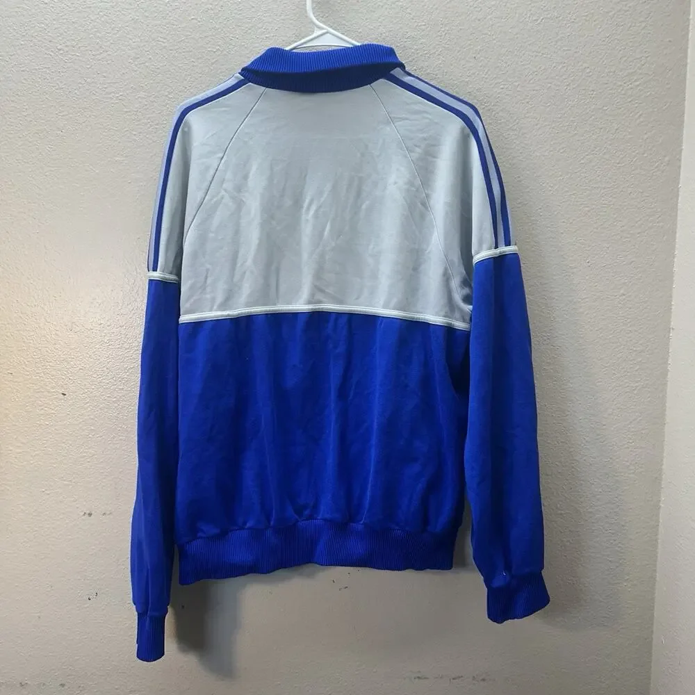 Vintage 70s/80s Adidas Trefoil Track Jacket – Blue & Gray Beckenbauer Style Sz S